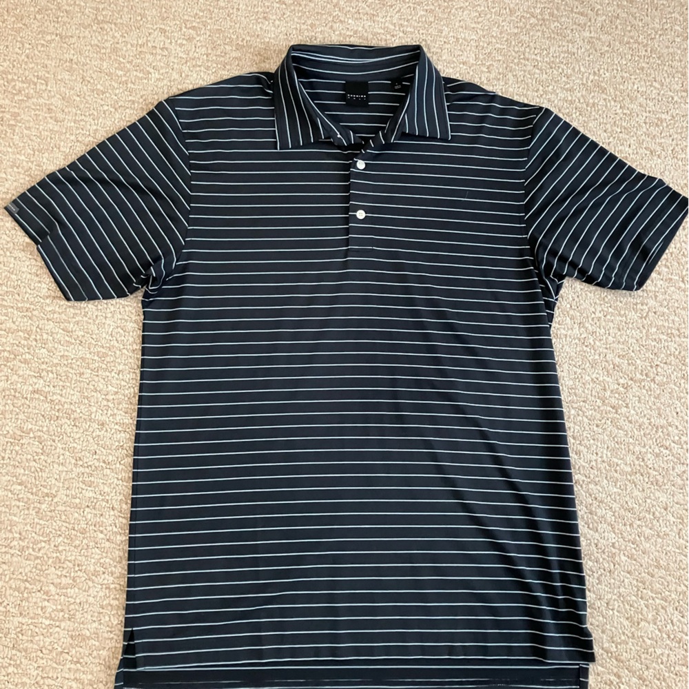 Dunning Golf Navy Striped Polo Shirt